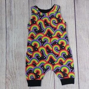 Custom Made ADJUSTABLE Grow-With-Me Infant/Toddler Romper 6m-4+y Rainbow Waves